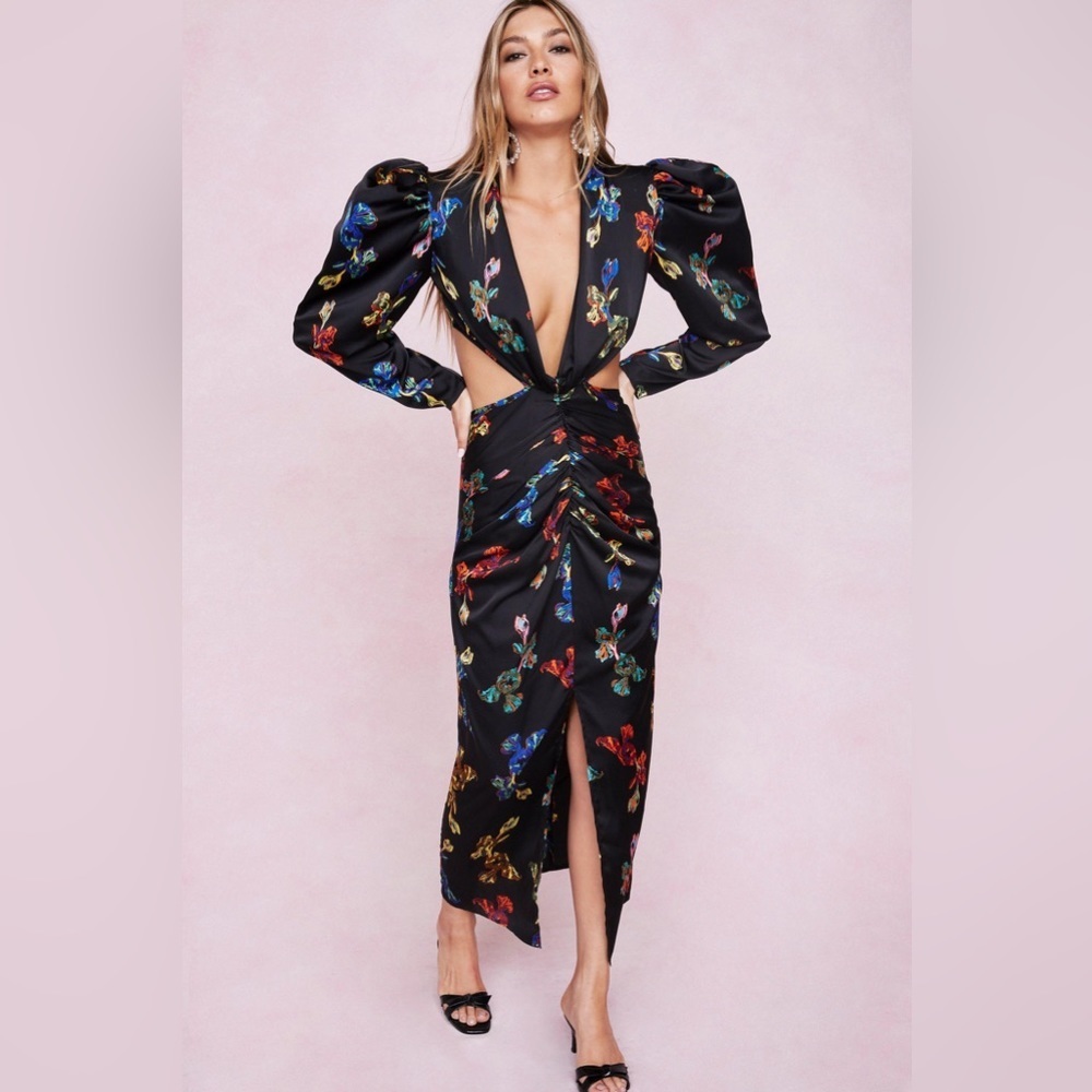 NWT Nasty gal floral v neck cut out maxi dress
